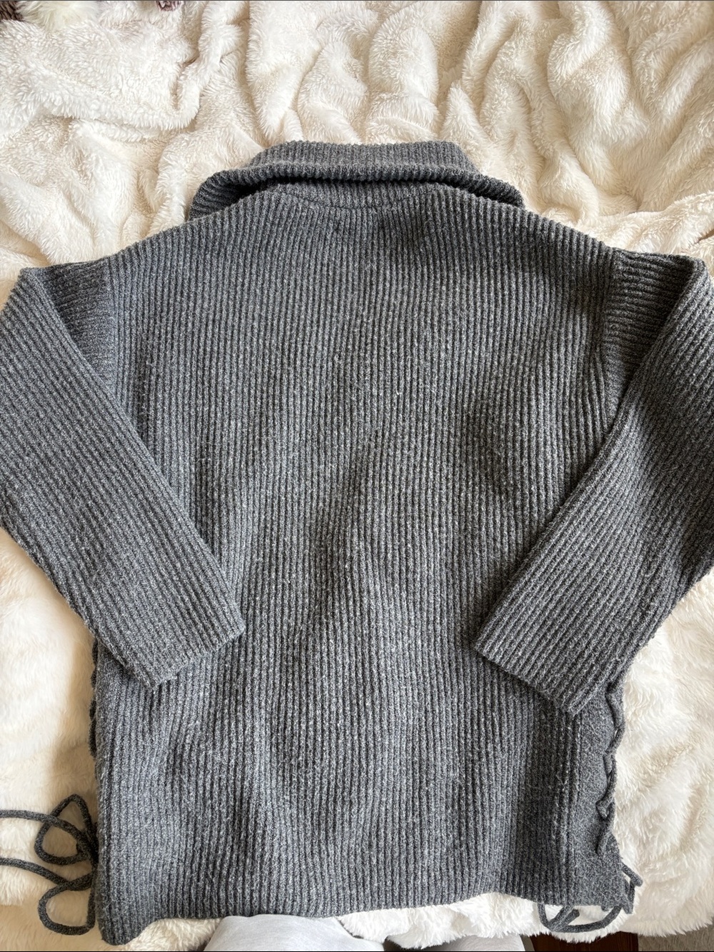 OAK + FORT Ribbed Half-Zip Sweater — Charcoal - Picture 4 of 4